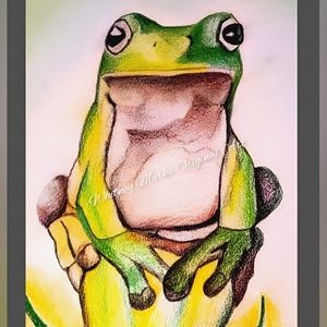 8x10 Mixed media drawing "This Little Friend "  By Whitney Marks /Art Cottage